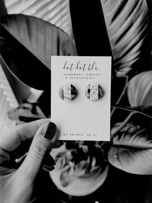 B&W Mixed Marble Studs